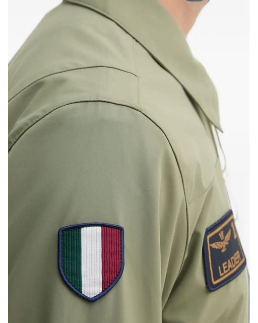 Aeronautica Militare Green Logo-Patch Military Jacket for men