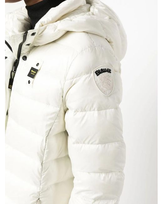 Blauer White Padded-Design Hooded Coat