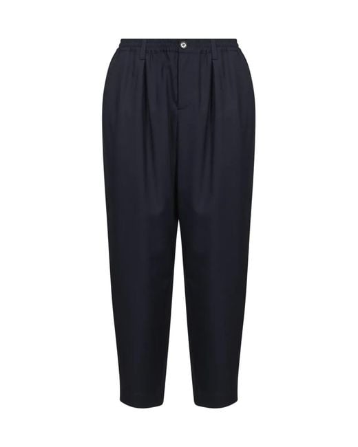 Marni Blue Deep Tropical-Wool Trousers With Drawstring Waist for men