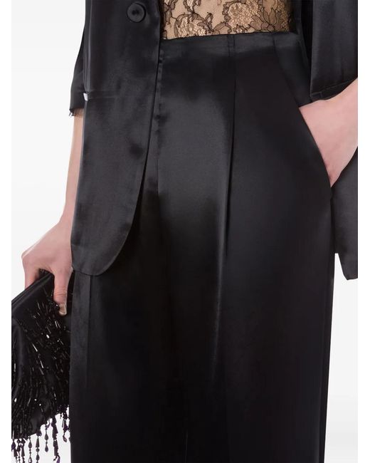 Alberta Ferretti Black Wide-Leg Pants With High Waistpleats