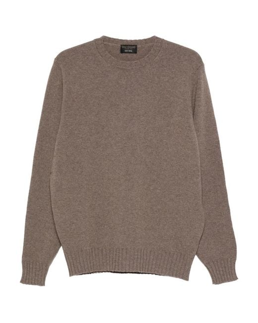 Dell'Oglio Brown Crew Neck Long-Sleeve Sweater for men