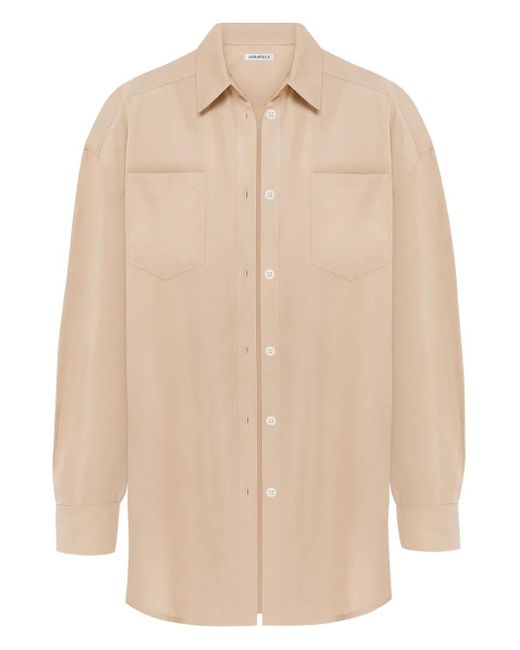 ANNAFOXY Natural Pocketed Shirt