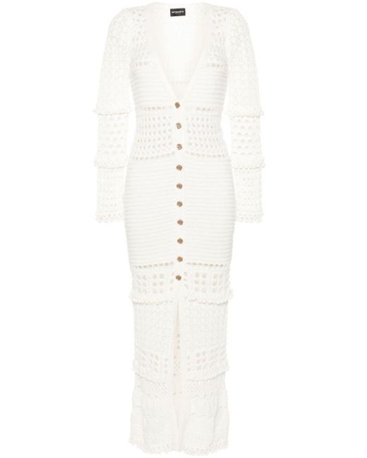 retroféte White Alaia Crochet-knit Long Cardigan