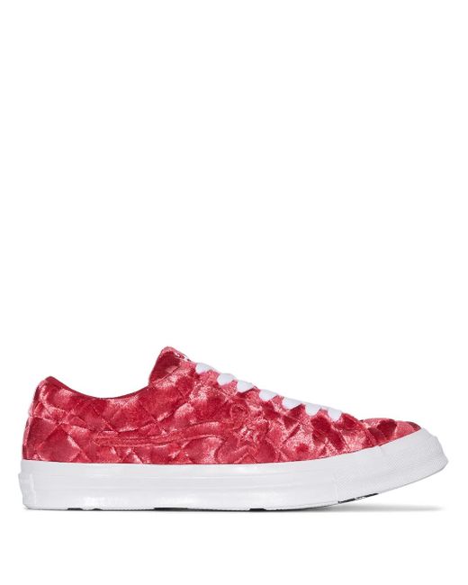Converse Red One Star Ox "Quilted Velvet" Sneakers