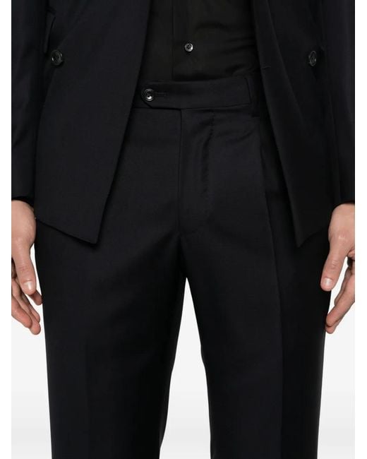 Tagliatore Black Flap Pockets Double Breasted Suit for men