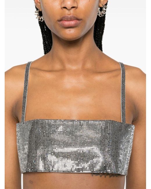 Nue Gray Mirror Cropped-Top mit Strass