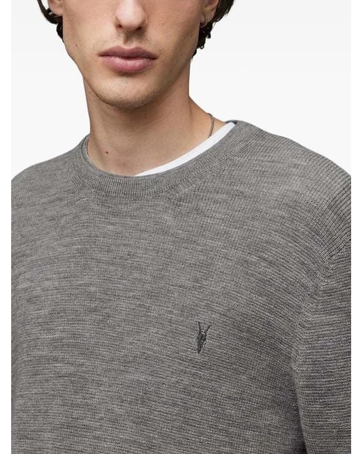 AllSaints Gray Crew-Neck Sweater for men