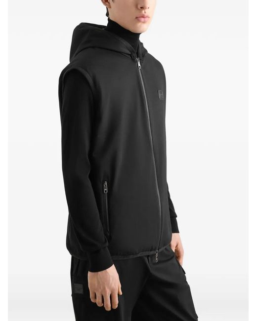 Dolce & Gabbana Black Technical-Fabric Vest With Hood for men