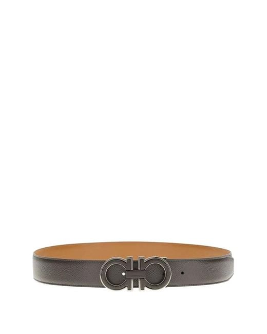 Ferragamo メンズ ホワイト リバーシブル ガンチーニ ベルト