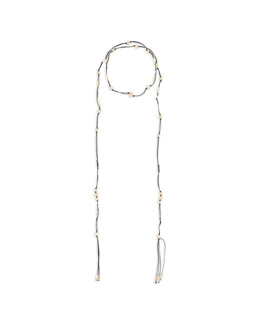 Isabel Marant White Beaded Scarf Necklace