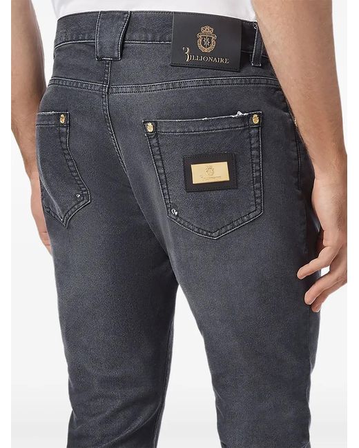 Billionaire Blue Jean À Effet Délavé Et Écusson for men
