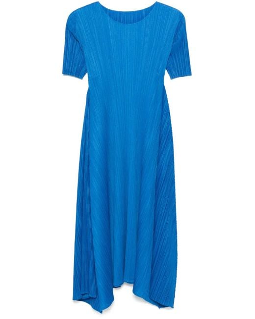 Pleats Please Issey Miyake Blue Mc October Midi Dress