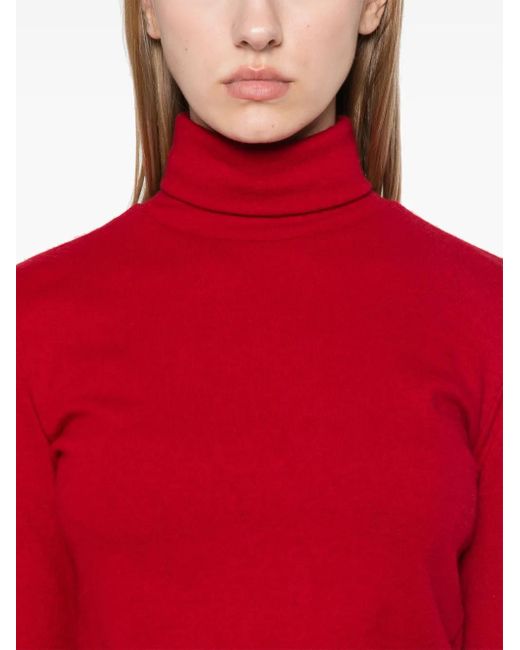 Yohji Yamamoto Red Roll-Neck Top