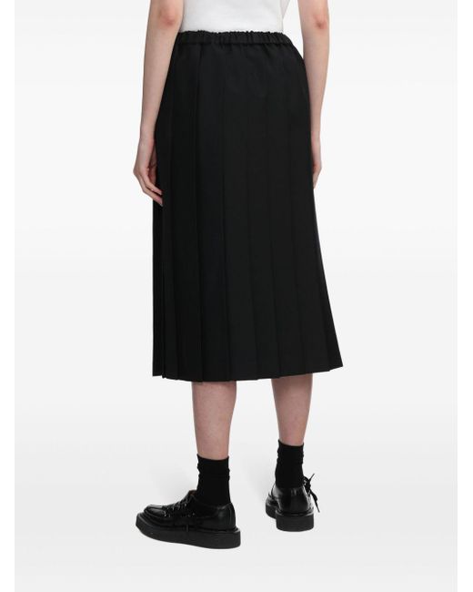COMME DES GARÇON BLACK Black Pleated Midi Skirt