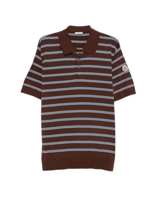 Moncler Red Striped Short-Sleeve Polo Shirt for men