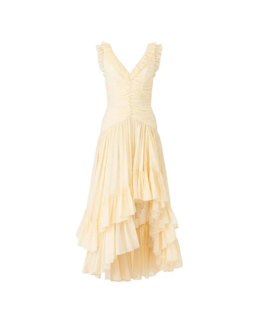 Cinq À Sept White Rosalba Ruffled Asymmetric Dress