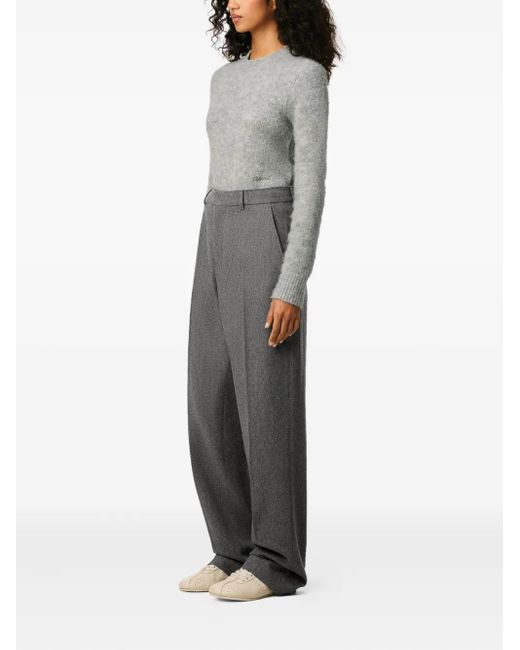 AMI Gray Wide Wool Trousers