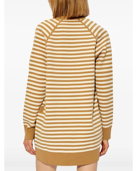 Max Mara Natural Striped V-Neck Cardigan