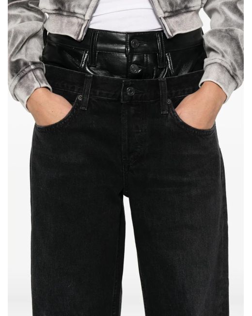 Agolde Black Elson High-Waisted Straight Jeans