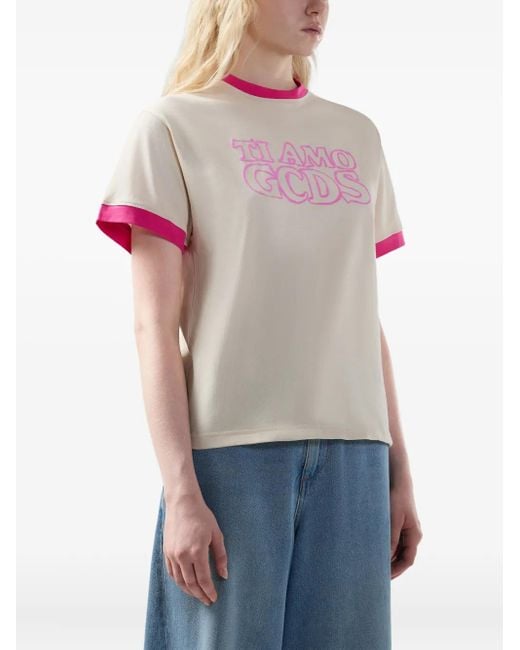 Gcds Pink Ringer Graphic T-Shirt