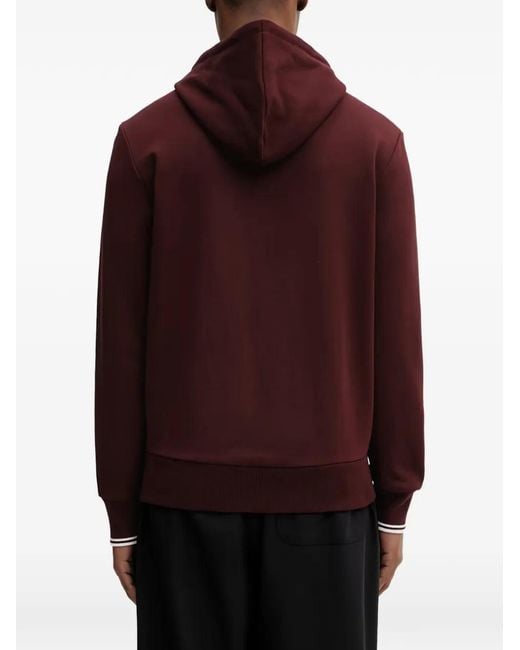 Fred Perry Purple Logo-Embroidered Zip-Up Hoodie for men