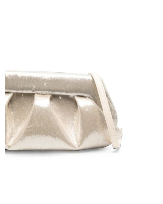 THEMOIRÈ Natural Bios Lurex-Finish Ruched Clutch Bag