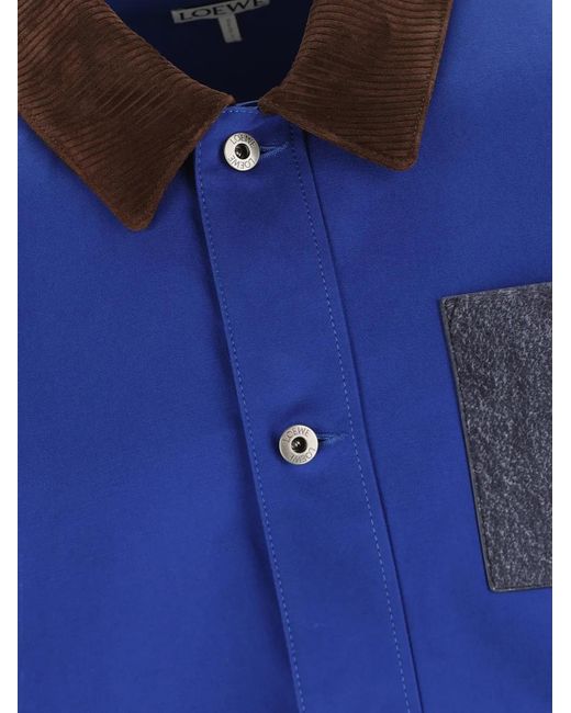 Loewe Blue Corduroy-Collar Anagram-Patch Jacket for men
