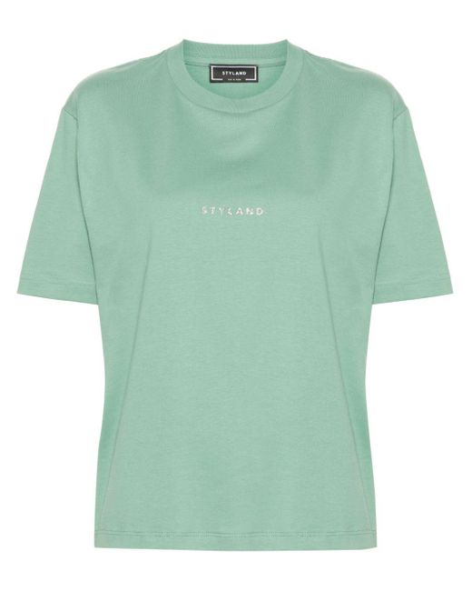 T-shirt en coton à logo imprimé Styland en coloris Green