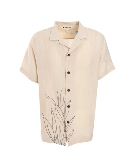 Marane Natural La Susana Embroidered Short-Sleeve Shirt for men