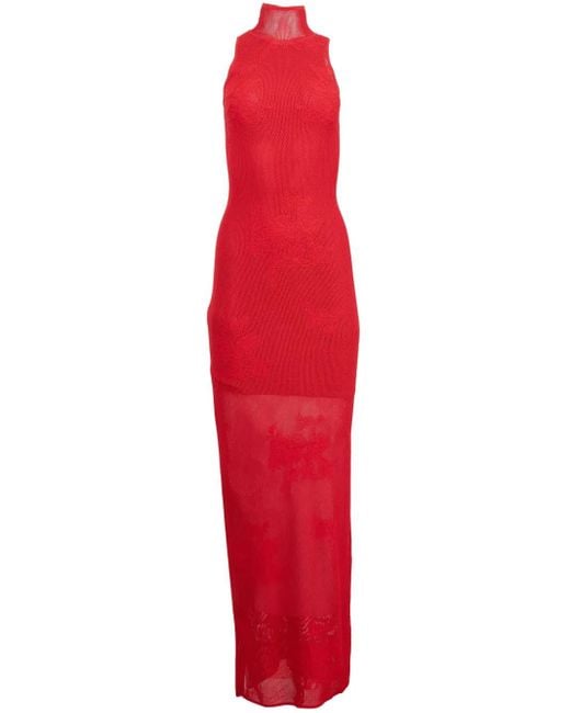 Fleur du Mal Red Pointelle-Knit Racer Dress