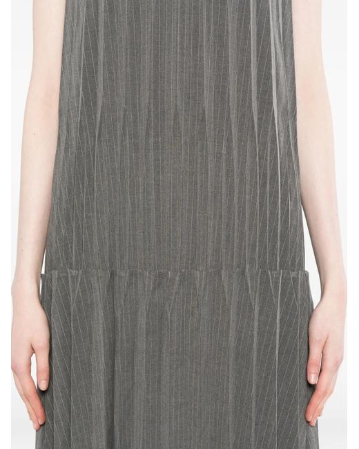 JNBY Gray Pleated Striped Dress