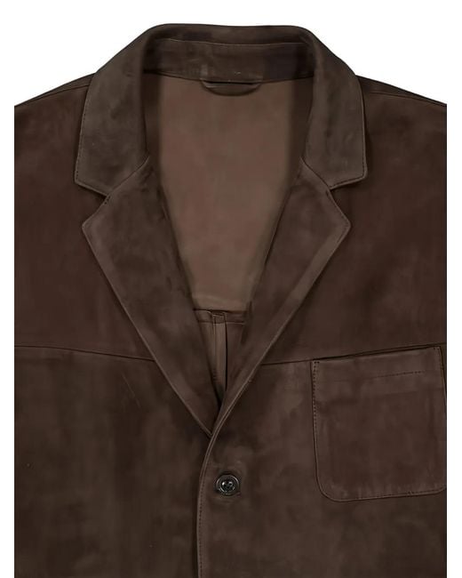 Boglioli Brown Buttoned Leather Jacket for men