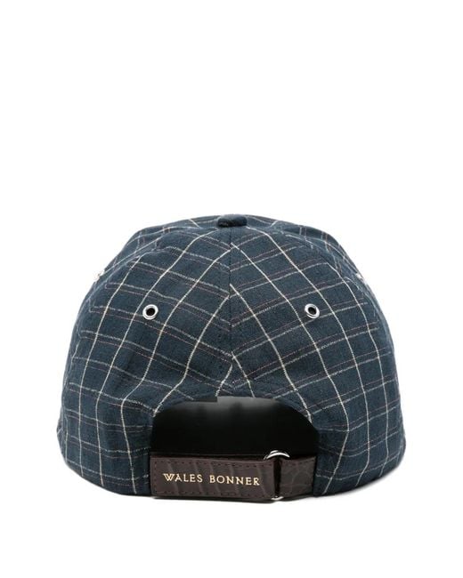 Wales Bonner Blue Checked Logo Baseball Cap