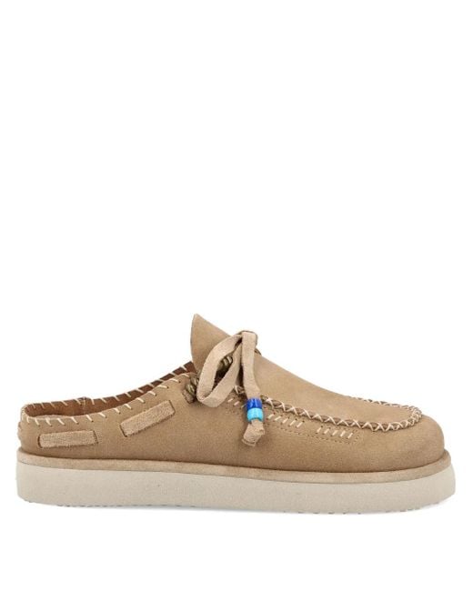 CALEB PARIS Brown Mules Mit Stickerei