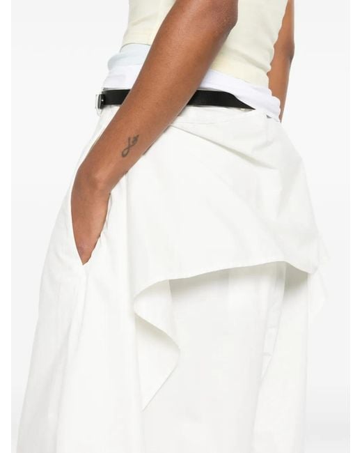 Hed Mayner White Pleated Draped-Panel Shorts