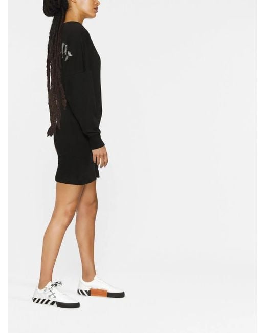 Palm Angels Black Glitter-logo Jumper Dress