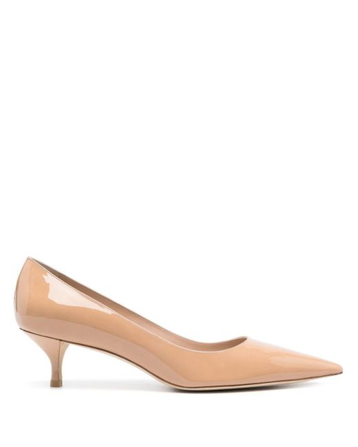 Stuart Weitzman Natural Kitten 50Mm Leather Pumps