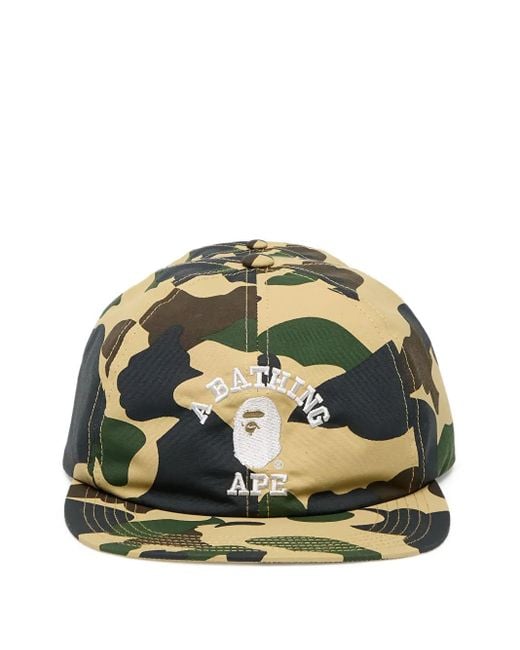 A Bathing Ape Green Baseballkappe mit Camouflage-Print