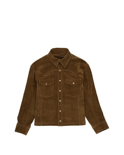 Fortela Brown Chest-Pocket Suede Jacket for men