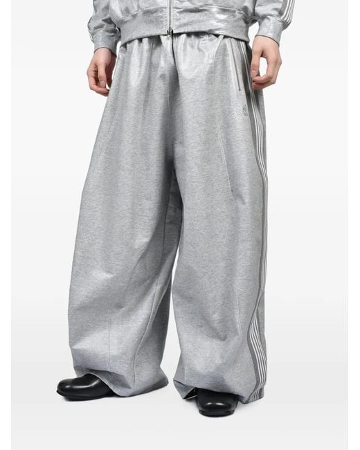 Needles Gray H.D. Butterfly-Embroidered Track Pants for men