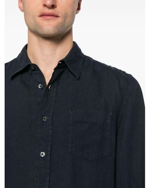 Camisa con botones 120% Lino de hombre de color Blue