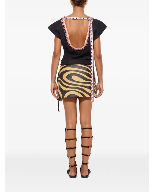 Emilio Pucci Black Jacquard Wrap Skirt