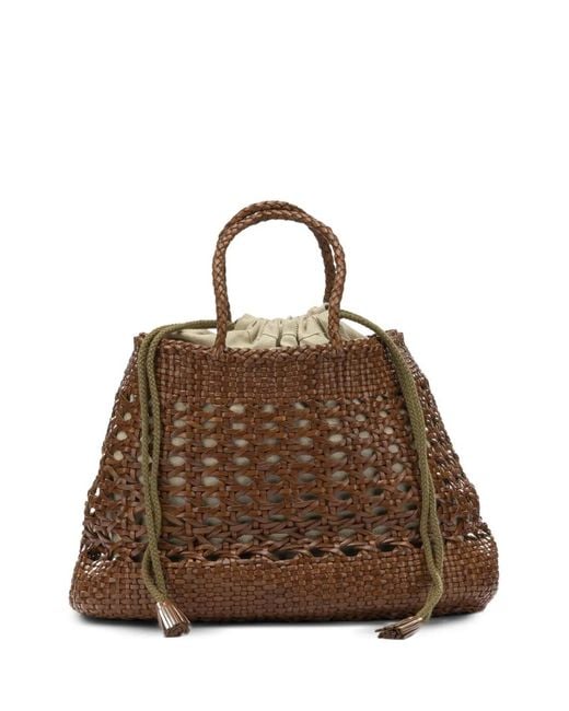Dragon Diffusion Brown Santa Cano Woven Leather Tote Bag