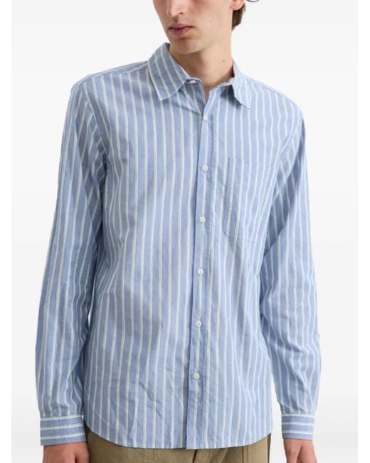 Dean Edmonds Blue Striped Pocket Shirt for men