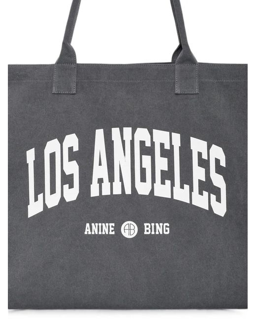 Anine Bing Black Leo Canvas Tote Los Angeles University