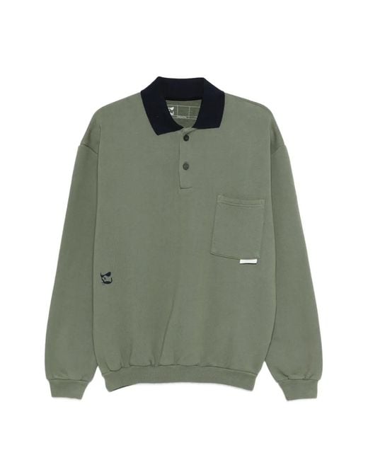 GR10K Green Chest-Pocket Buttoned Polo Top for men