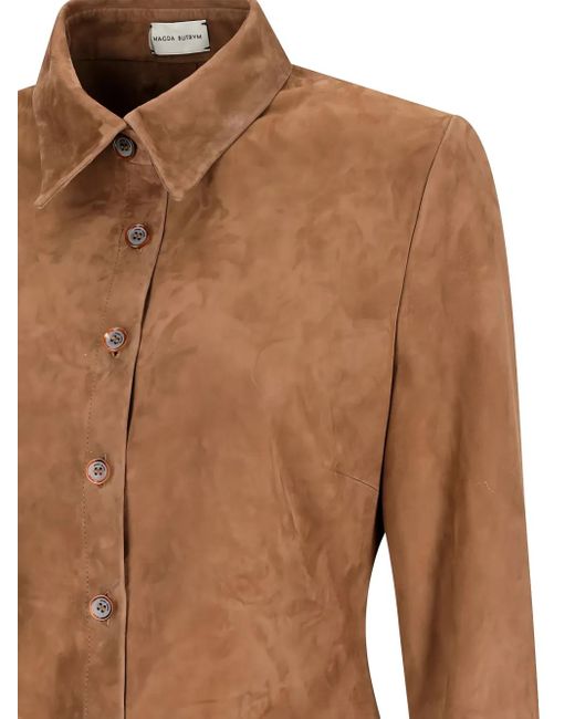 Magda Butrym Brown Button-Fastening Suede Shirt