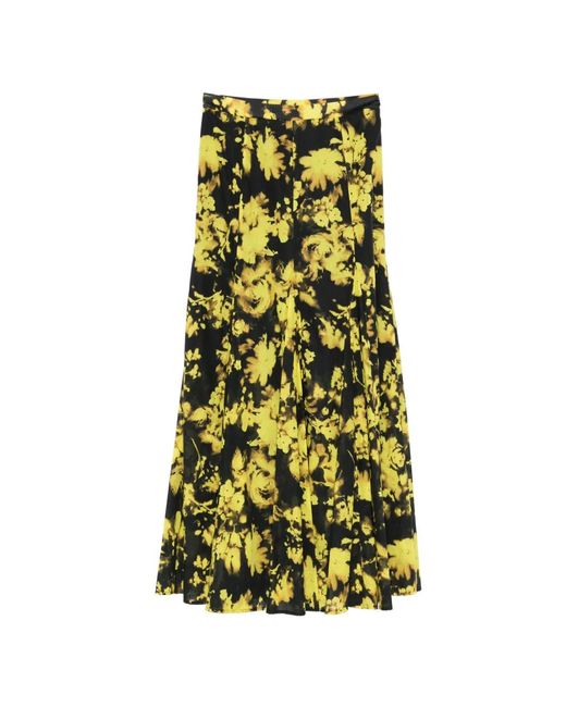 Erika Cavallini Semi Couture Yellow Floral-Pattern Maxi Skirt
