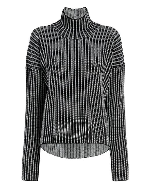 Proenza Schouler Black Ladder Stripe Knit Elysia Sweater