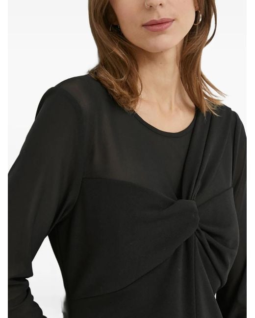 DKNY Black Knot-Detail Long-Sleeve Mini Dress